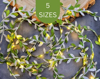 Green Silver Leaf Fairy Lights Rustic Christmas Table Decor Garland Festive Farmhouse String Lights Centerpiece Holiday Home Decor Etsy