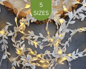 Guirlande lumineuse féérique blanche et argentée - Décoration de table rustique pour mariage - Guirlande lumineuse festive de Noël - Éclairage métallique pour les fêtes de fin d'année