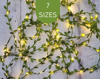 Green Leaf Fairy Lights - Boho Bedroom Decor - Rustic Wedding Table Decor Garland - LED String Lights - Home Decor Faux Woodland Vine