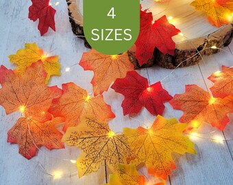 Fall Decor Fairy Lights - Rustic Bedroom Decor - Autumn Leaves Wedding Decorations - Home Room Bunting - Thanksgiving Table Centerpiece