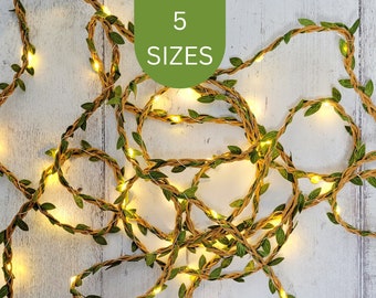 Green Vine Fairy Lights - Rustic Wedding Table Decor Garland - Boho Bedroom Decor - LED String Lights - Home Decor Faux Woodland