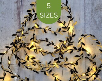 Black & Gold Leaf Fairy Lights - Gothic Wedding Table Decor - Witchy Dark Cottagecore Home Decoration - Halloween Party LED String Lights