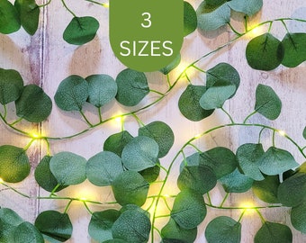 Eucalyptus Leaf Fairy Lights - Faux Foliage Garland - Bedroom Decor Greenery - Rustic Wedding String Lights - Boho Home Table Lighting