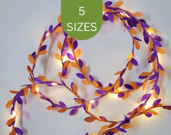 Purple & Orange Leaf Fairy Lights - Spring Summer Wedding Table Decor Garland - Bright Bedroom Decor - Home Decor Easter String Lights