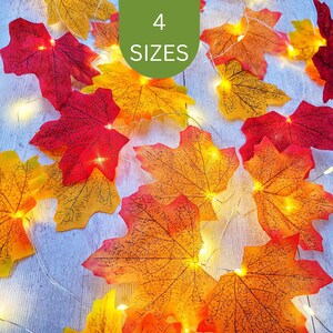 Autumn Leaf Fairy Lights Rustic Autumn Decor Fall Leaves Wedding Table Lighting Thanksgiving Garland Halloween Party String Lights image 1