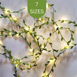 Green Leaf Fairy Lights - Christmas Hosting Table Centerpiece Garland - Festive Holiday Home Decor  - Rustic Room String Lights Decoration