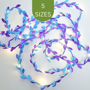 Luci fatate a forma di foglia viola e blu - Decorazioni da tavolo per feste a tema sirena - Ghirlanda per camera da letto color pastello - Decorazioni per la casa primaverili ed estive - Luci pasquali a corda