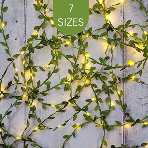 Green Leaf Fairy Lights - Rustic Wedding Table Decor Lighting - Boho Reception String Lights Garland - Woodland Bridal Shower Decoration