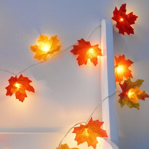 Autumn Decor Fairy Lights - Autumn Leaves Wedding Decorations - Fall Decor Bedroom Decor - Autumn Garland Wedding