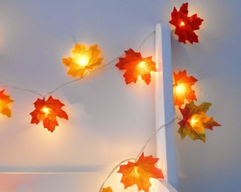 Autumn Decor Fairy Lights - Autumn Leaves Wedding Decorations - Fall Decor Bedroom Decor - Autumn Garland Wedding