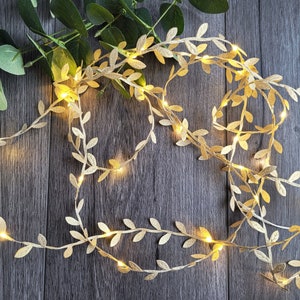 Gold Leaf Fairy Lights Wedding Table Decor Centerpiece Metallic Reception String Lights Unique Indoor Lit Garland LED Bedroom Decor image 8