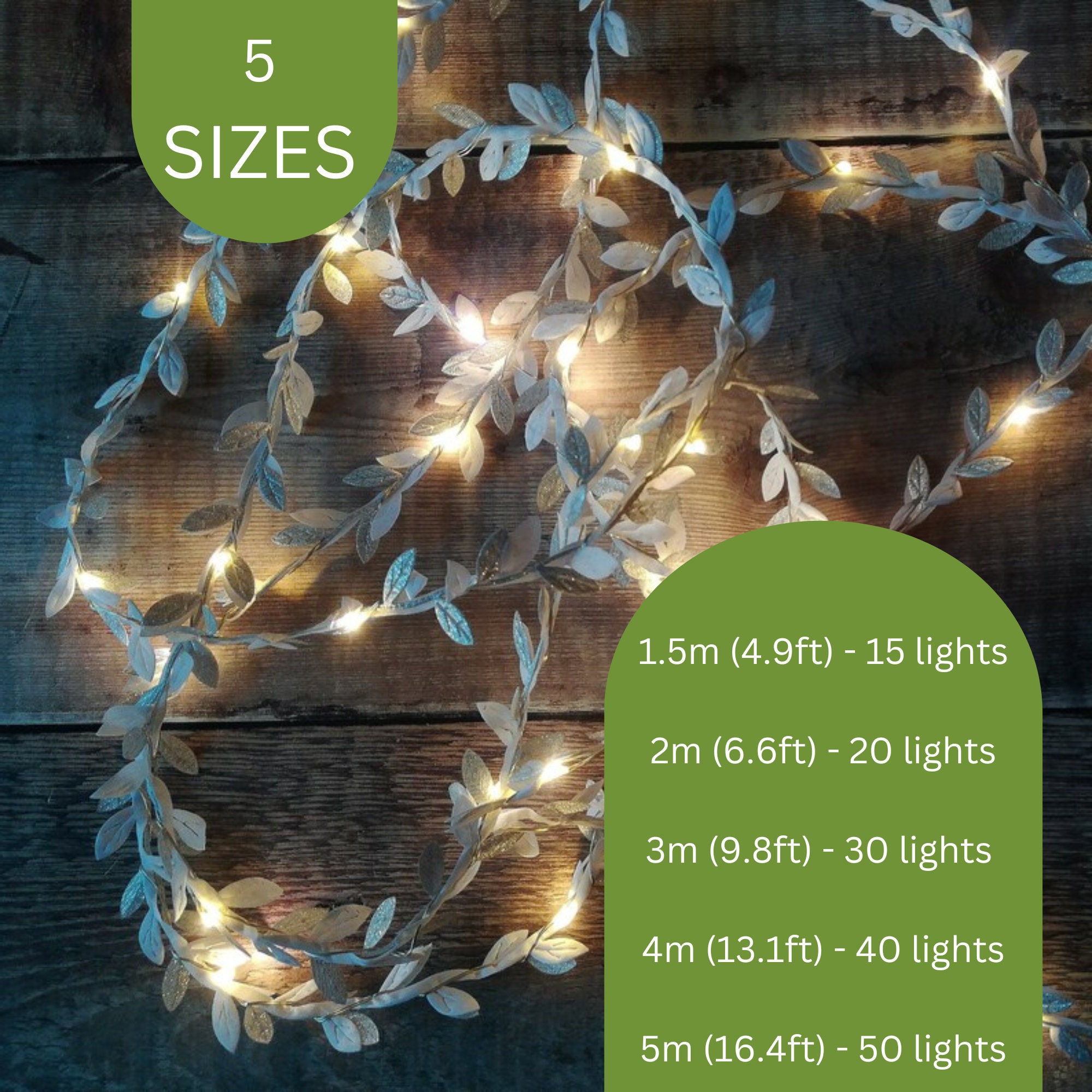 40 luces LED blancas a pilas de 13.1 ft de longitud