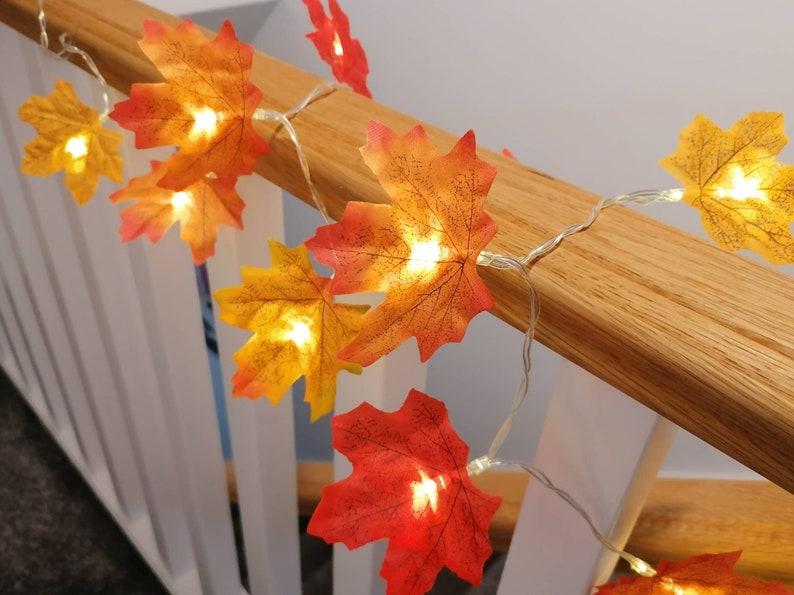 Autumn Decor Fairy Lights Autumn Leaves Wedding Decorations Fall Decor Bedroom Decor Autumn Garland Wedding image 4