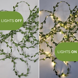 Green Leaf Fairy Lights Boho Bedroom Decor Rustic Wedding Table Decor Garland LED String Lights Home Decor Faux Woodland Vine image 4