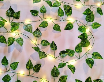 Ivy Fairy Lights - Rustic Wedding Table Decor - Leaf Garland Bedroom Decor - Boho Home Decor - Nature Centerpiece - Reception String Lights
