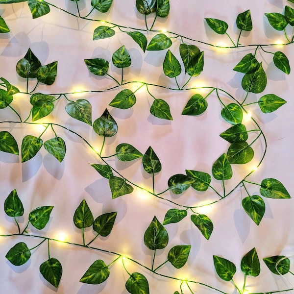 Ivy Fairy Lights - Rustic Wedding Table Decor - Leaf Garland Bedroom Decor - Boho Home Decor - Nature Centerpiece - Reception String Lights