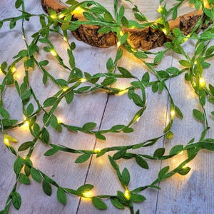 Green Leaf Fairy Lights - Rustic Wedding Table Decor Lighting - Boho Reception String Lights Garland - Woodland Bridal Shower Decoration