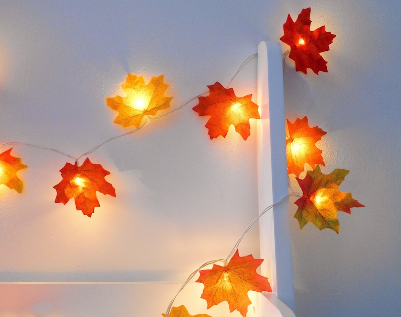 Autumn Decor Fairy Lights Autumn Leaves Wedding Decorations Fall Decor Bedroom Decor Autumn Garland Wedding image 1