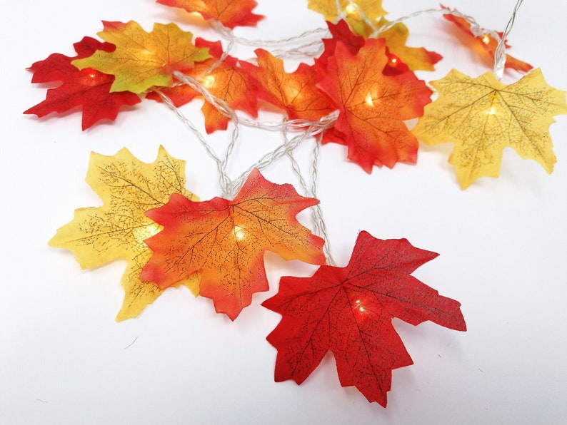 Autumn Decor Fairy Lights Autumn Leaves Wedding Decorations Fall Decor Bedroom Decor Autumn Garland Wedding image 2