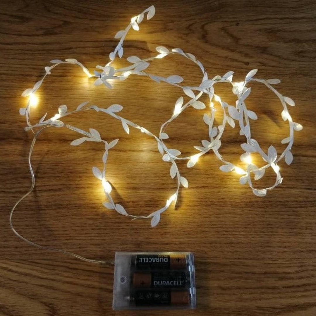 White Leaf Fairy Lights Christmas Lit Garland Festive Etsy 日本