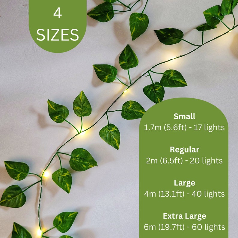 Ivy Fairy Lights Ivy Garland Bedroom Decor Rustic Wedding Decor Boho Home Decor Leaf Wedding Table Decor Reception String Lights image 3