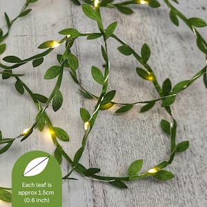 Extra Long Green Leaf Fairy Lights - Boho Bedroom Decor - Rustic ...