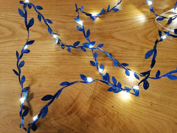 Royal Blue Leaf Fairy Lights String Lights Navy Bedroom - Etsy