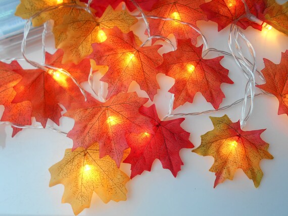 Maple Leaves Fairy Light Mixed Color Orange Yellow Leaf Autumn String 3M Decor