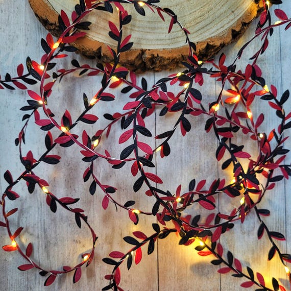 Black and Burgundy Leaf Lights