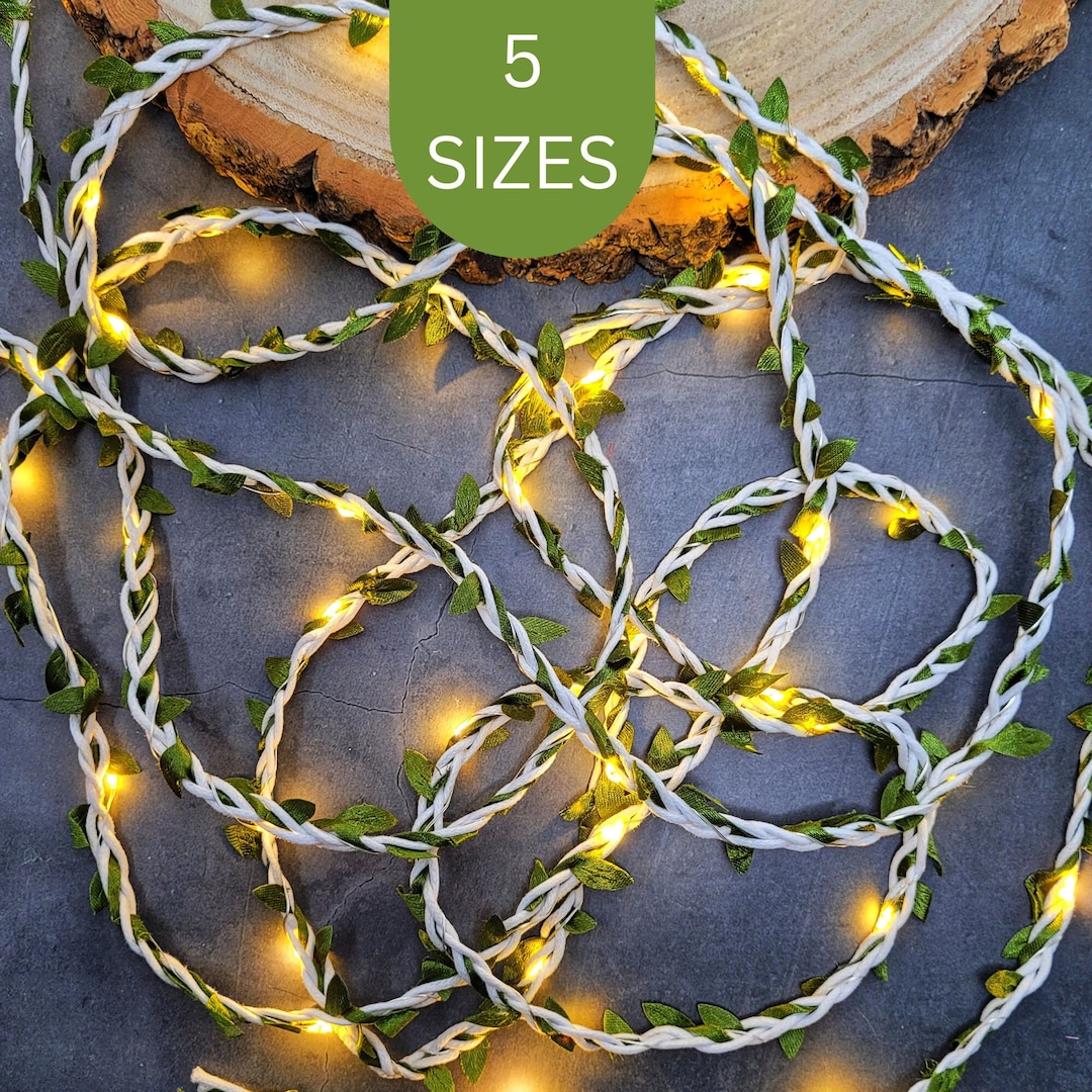 Green & White Vine Fairy Lights Rustic Wedding Table Decor Garland Boho ...