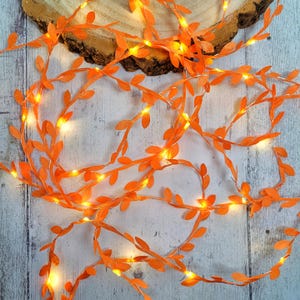 Orange Fairy Lights - Rustic Autumn Home Decor - Fall Wedding String Lights - Thanksgiving Hosting Table Centerpiece - Autumn Garland Gift