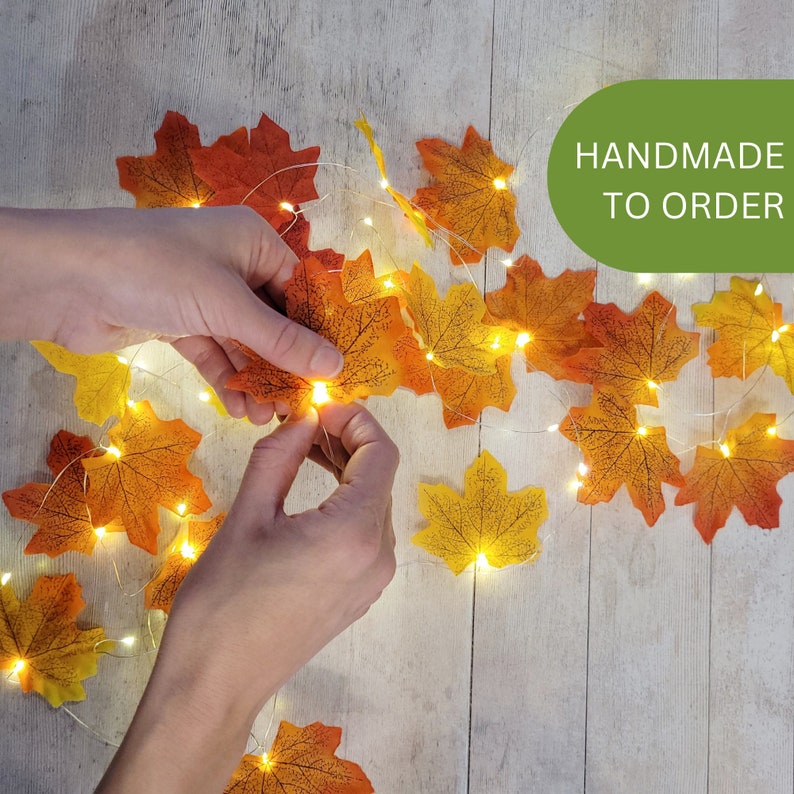Autumn Leaf Fairy Lights Rustic Autumn Decor Fall Leaves Wedding Table Lighting Thanksgiving Garland Halloween Party String Lights image 7