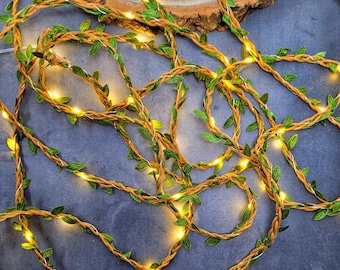 Green Vine Fairy Lights - Rustic Wedding Table Decor Garland - Boho Bedroom Decor - LED String Lights - Home Decor Faux Woodland