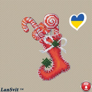 Christmas Stocking&quot; LanSvit CROSS-STITCH PATTERN (L-001) /christmas stocking gift embroidery needlework