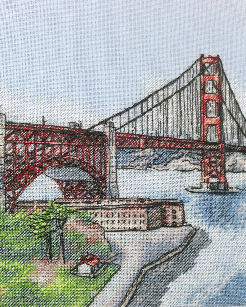 The Golden Gate Bridge LanSvit CROSS-STITCH KIT A-010 /san-francisco usa sketch broderie puntodecruz kreuzstich embroidery image 7