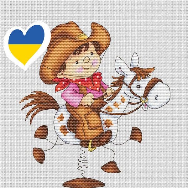 The Lord of Prairies" LanSvit CROSS-STITCH PATTERN (D-040) /children game child cowboy horse wild west western embroidery needlework