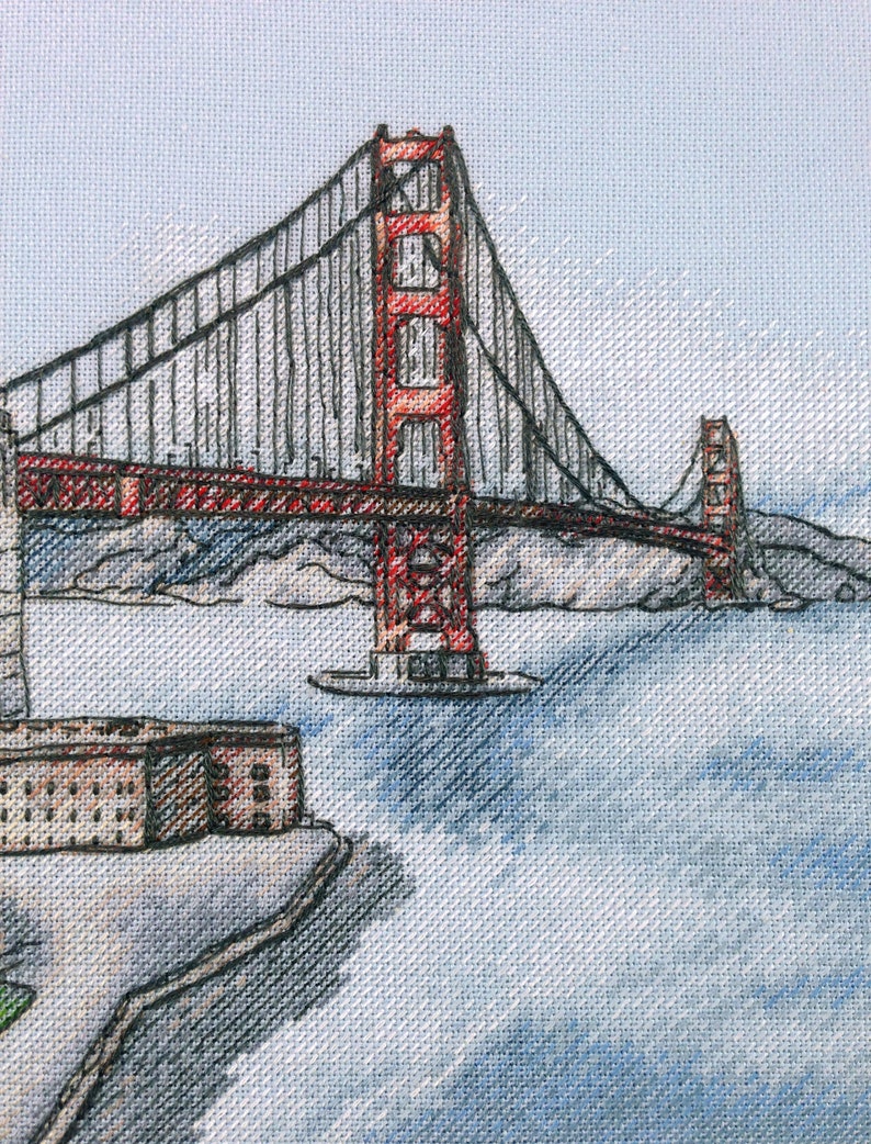 The Golden Gate Bridge LanSvit CROSS-STITCH KIT A-010 /san-francisco usa sketch broderie puntodecruz kreuzstich embroidery image 8