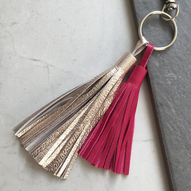 Double Tassel Keychain Tassel Keychain Leather Keychain Etsy