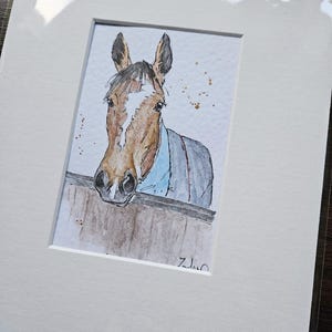 A6 mini pet portrait original watercolour with metallic