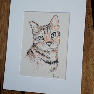 A5 Custom pet portrait,  animal portrait with fine line and metallic custom painting