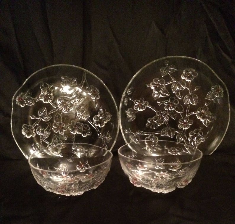 Mikasa by Walther Glass Cherry Blossom Plates Etsy