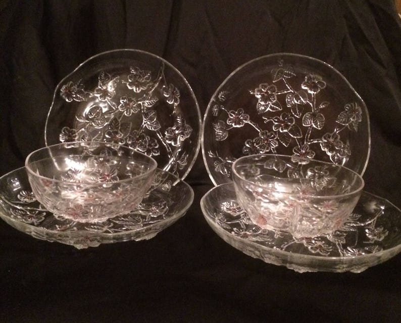 Mikasa by Walther Glass Cherry Blossom Plates Etsy