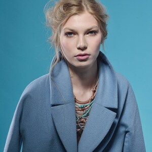 Braided Rope Statement Necklace: Blue Peach Strand, Contemporary Style