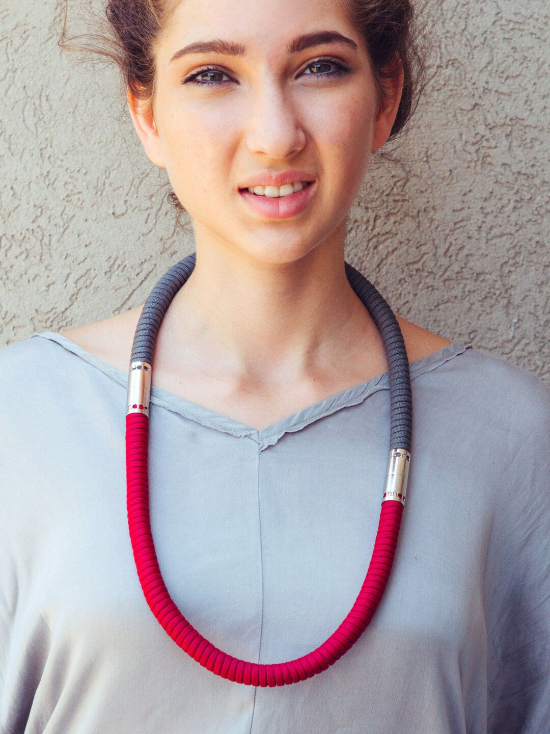 Grey Rope Necklace Avant Garde Jewelry Chunky Necklace Etsy