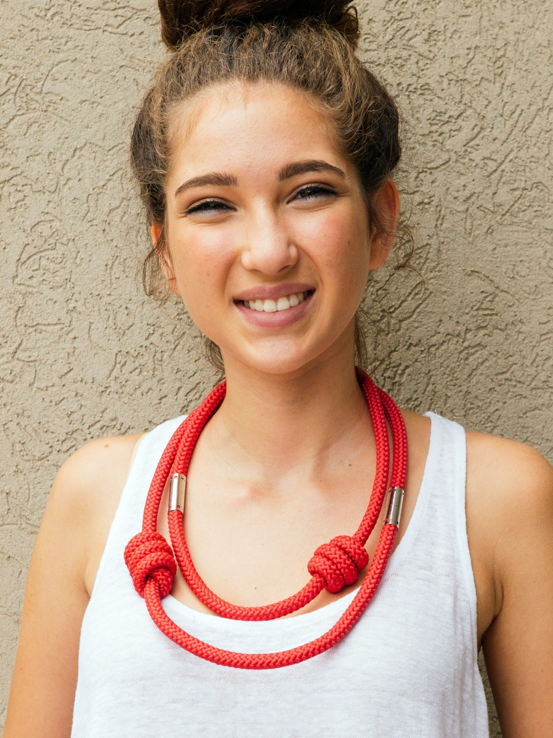 Red Rope Necklace Red Braided Necklace Red Knot Jewelry Red Etsy UK