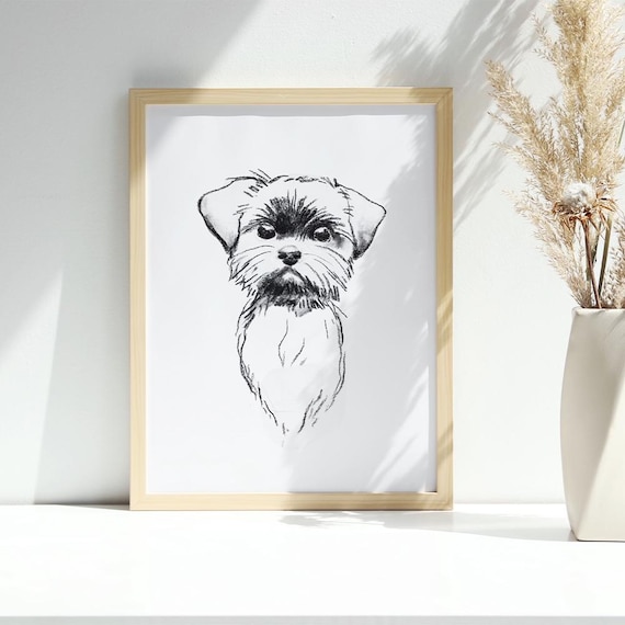 Affenpinscher Dog Pelcil Drawing Art Print,Dog Portrait,Minimalistic Poster,Dog Wall Art,Dogital Print,
