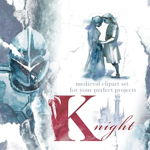 Watercolor Knight Clipart Set, Medieval Graphics (Digital Download)