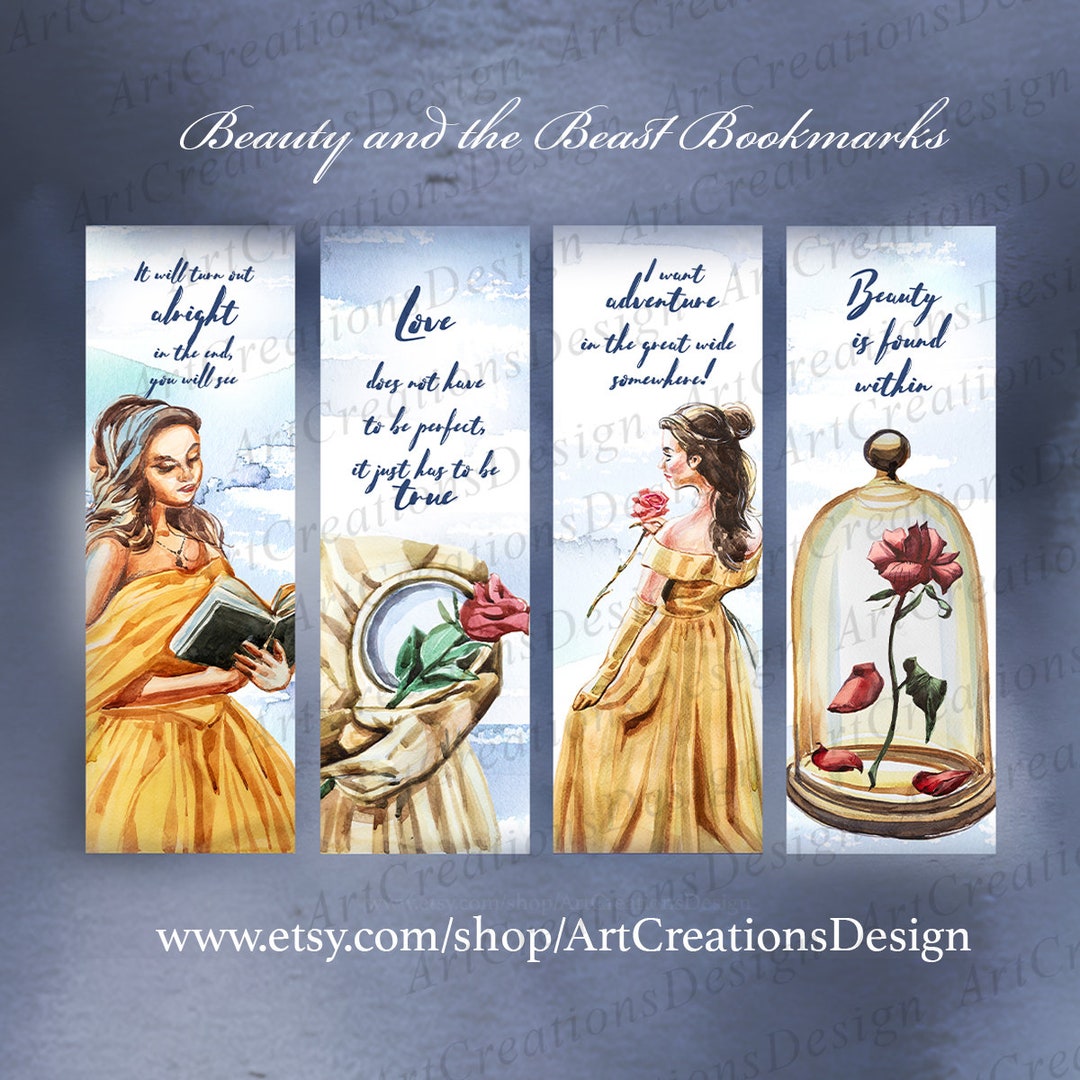 Beauty and the Beast Bookmakrs,faitytale Bookmark Printable,book Lover ...