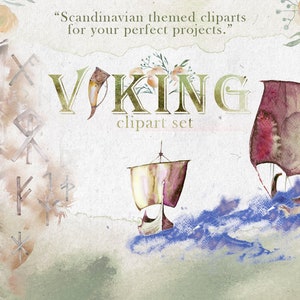 Watercolor Viking Clipart Set,Boat,Ship,Sea,Nautical,Warrior,Weapon,Sword,Headdress,Watercolor Splatter,Man Portrait,Medieval,Wedding,Png