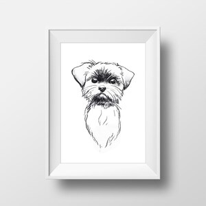Brussels Griffon Dog Art Print, Charcoal Drawing, Pet Portrait Home Decor image 2